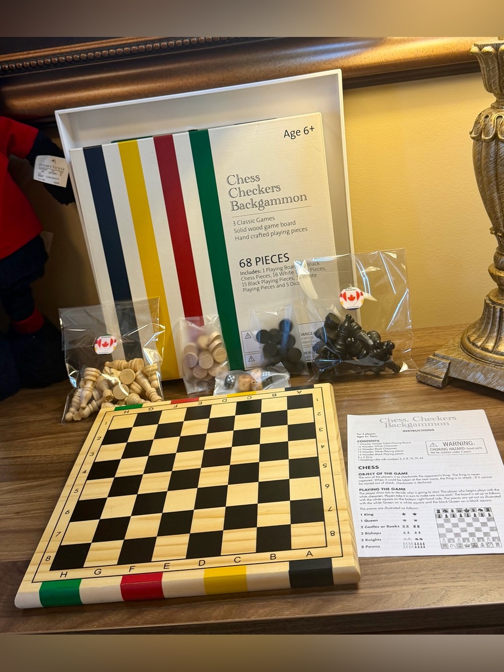 Hudson's Bay Company 3in-1 Chess. Checkers & Backgammon Set